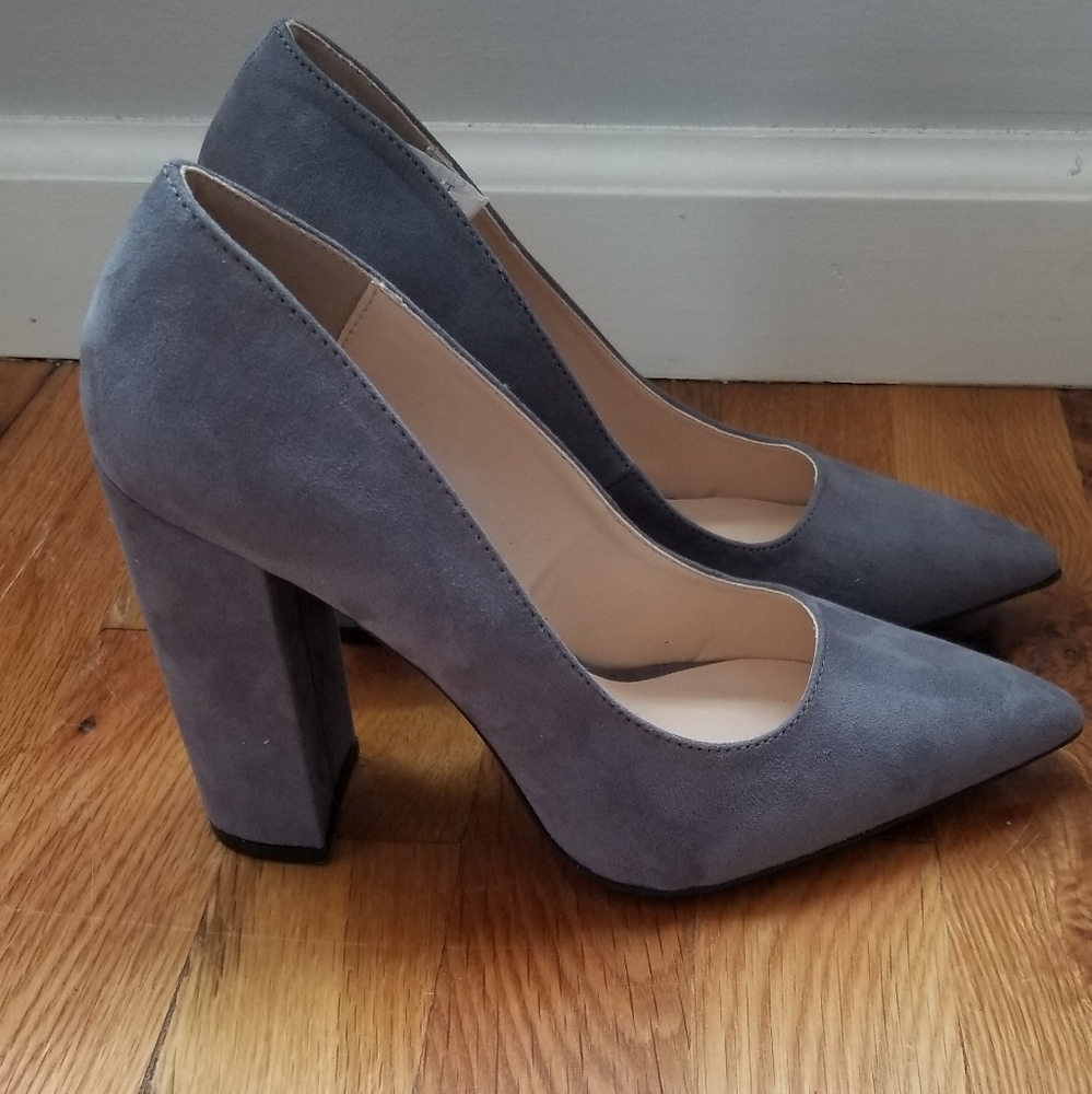 Grey suede heels